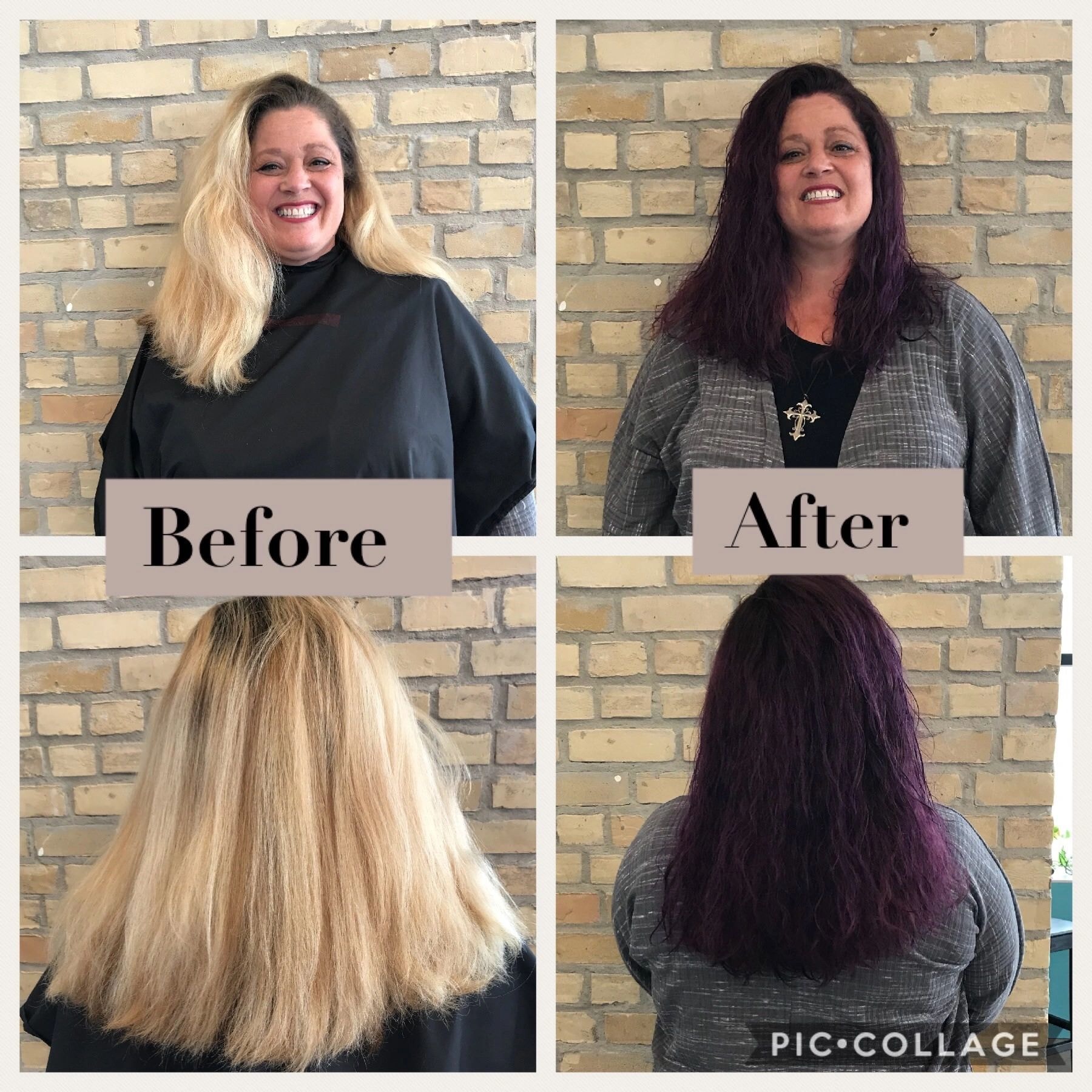 Framesi hair color before and after result